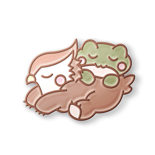 Baby Owl Bear and Banjo the Frog Enamel Pin - CuddleCore
