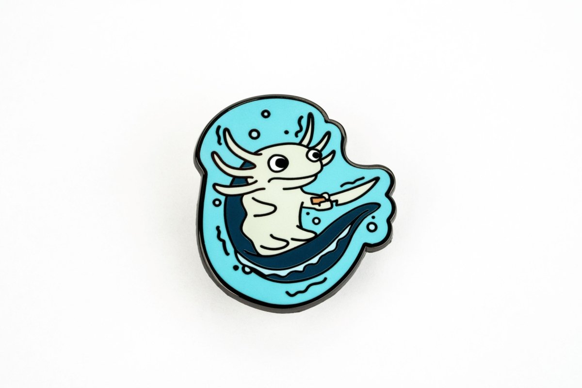 "this is a threat" axolotl pin - cuddlecore